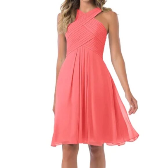 Azazie Amani Bridesmaid Dress in Watermenlon Color Size: 4 - Picture 1 of 12